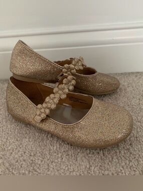 Girls Glitter Mary Jane Ballet Flats - Gold